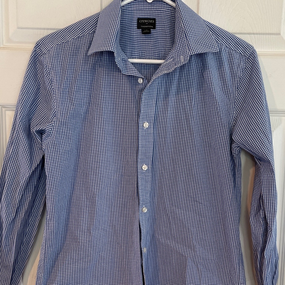 Crewcuts  Size 14 Blue Gingham Long-Sleeve Button-Up Shirt